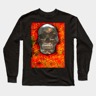 Skull on Red Long Sleeve T-Shirt